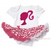 White Baby Bodysuit Hot Pink White Chevron Pettiskirt & Hot Pink Barbie Princess Print JS4383